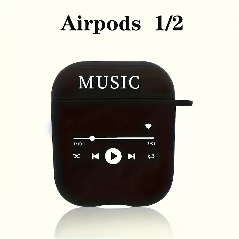 Black Music Play Pattern Protective Case for AirPods 4th Gen