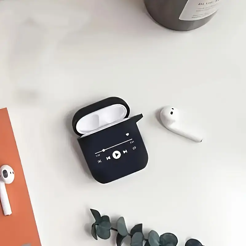 Black Music Play Pattern Protective Case for AirPods 4th Gen