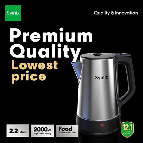 Syinix 2.2L Electric Kettle - Silver SKE22U1 - Image 2