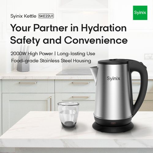 Syinix 2.2L Electric Kettle - Silver SKE22U1 - Image 4