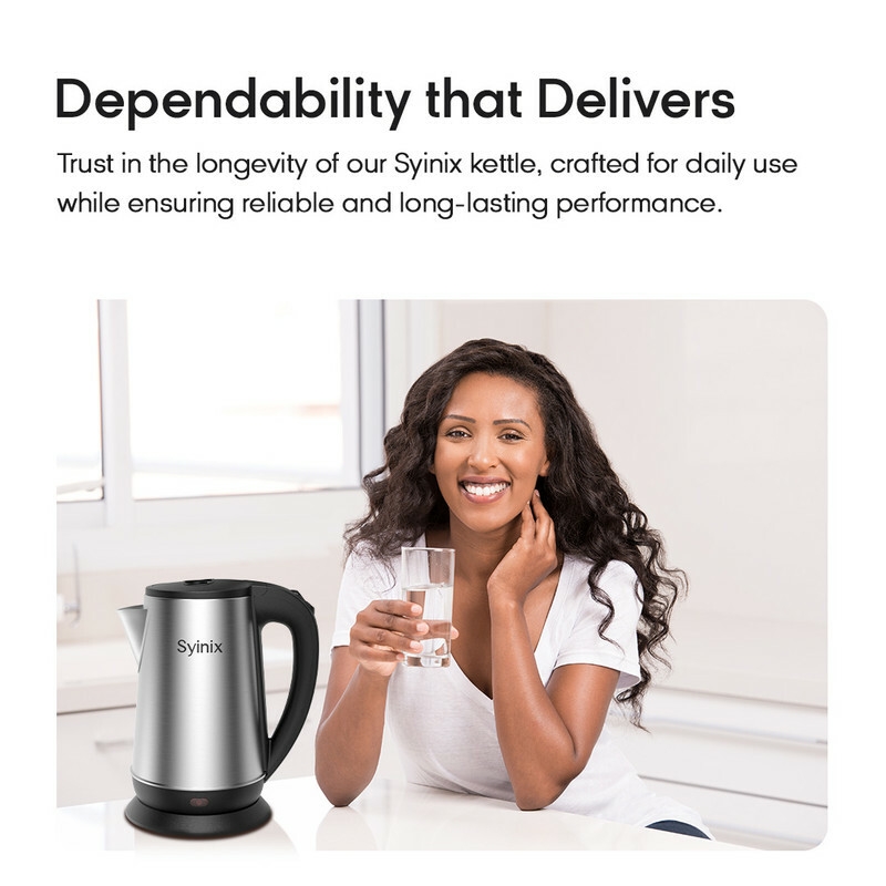 Syinix 2.2L Electric Kettle - Silver SKE22U1 - Image 8