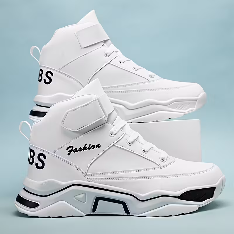 Men's Mid-Top Lace-Up Sneakers | Outdoor Hiking Shoes | Solid Color Thick-Sole, Hiking & Outdoor Sports