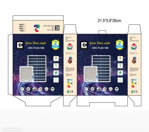 Solar Flood Light – Aluminum Die-Cast CEC FL-03 Series (100W–300W) Single Panel