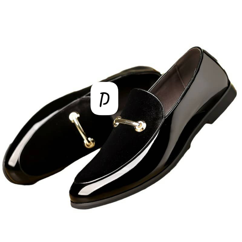 Men's Fashion Velvet Patent Leather Loafers | Gold Horsebit Slip-On Shoes