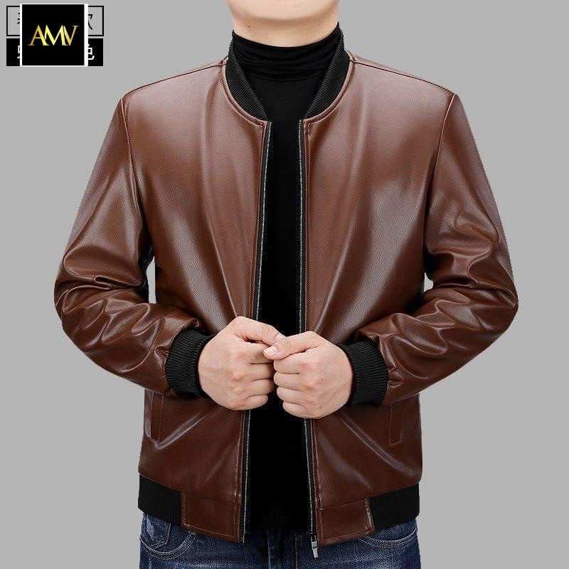 Men's Leather Bomber Jacket | Stand Collar Zip Jacket | Multiple Colours