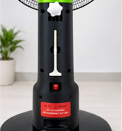 18-Inch Rechargeable Solar Stand Fan with Solar Panel, Remote Control & LED Light